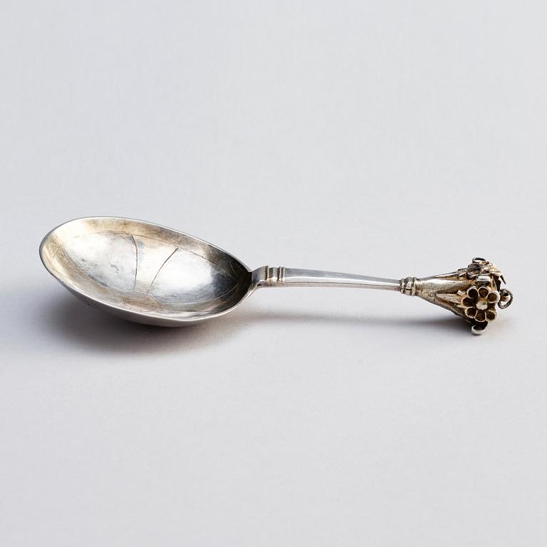 A Swedish parcel-gilt silver spoon, marks of Casimir Friedrich Meidt, Karlskrona 1712-1723 (1744)).