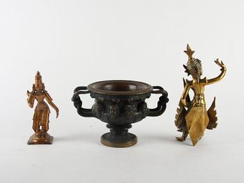 RÖKELSEKAR, FIGURIN, 1+2, brons mm. 1900-tal.