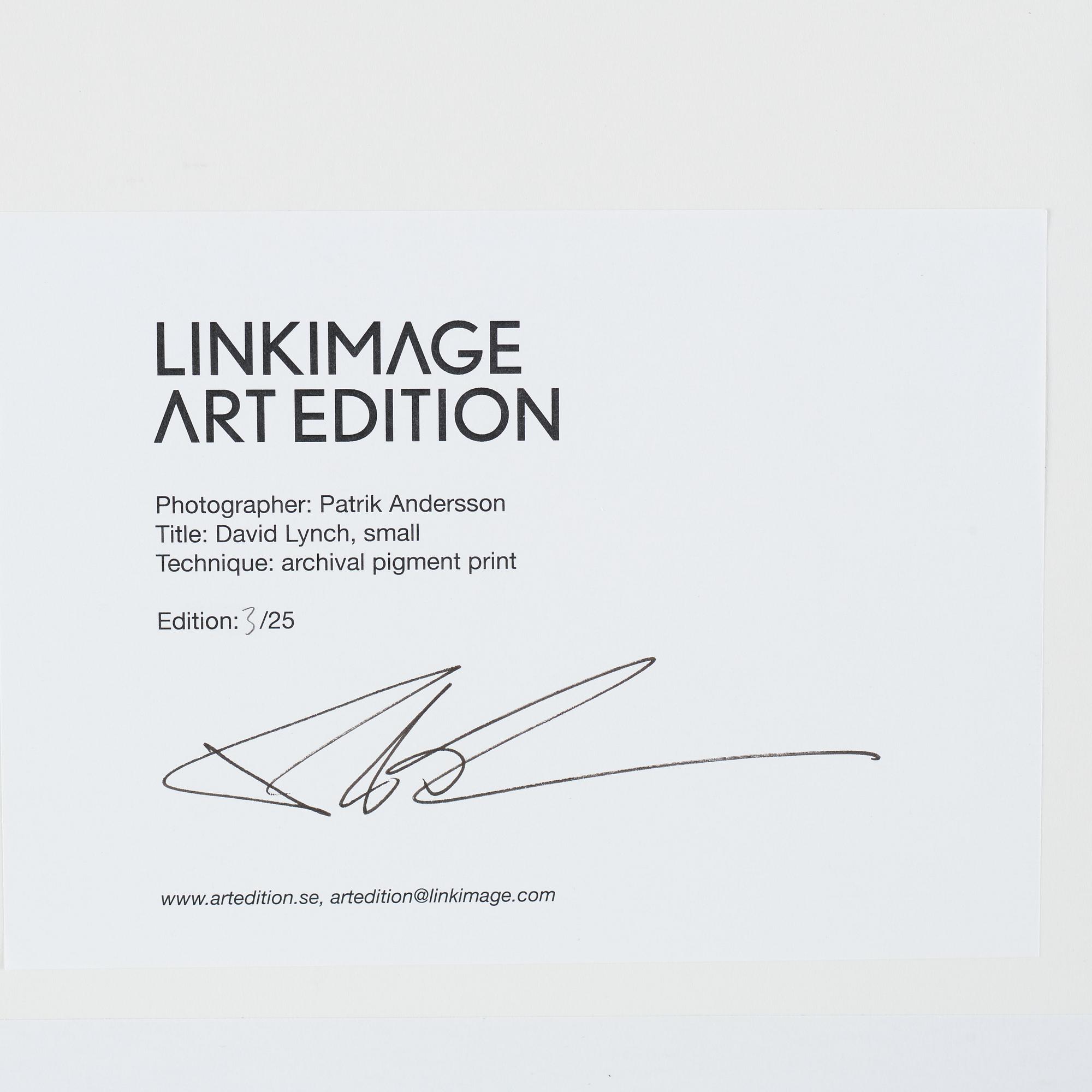 Patrik Andersson, photograph signed on label verso, edition 3/25.