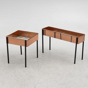 Two copper flower tables, second half of the 20th century.