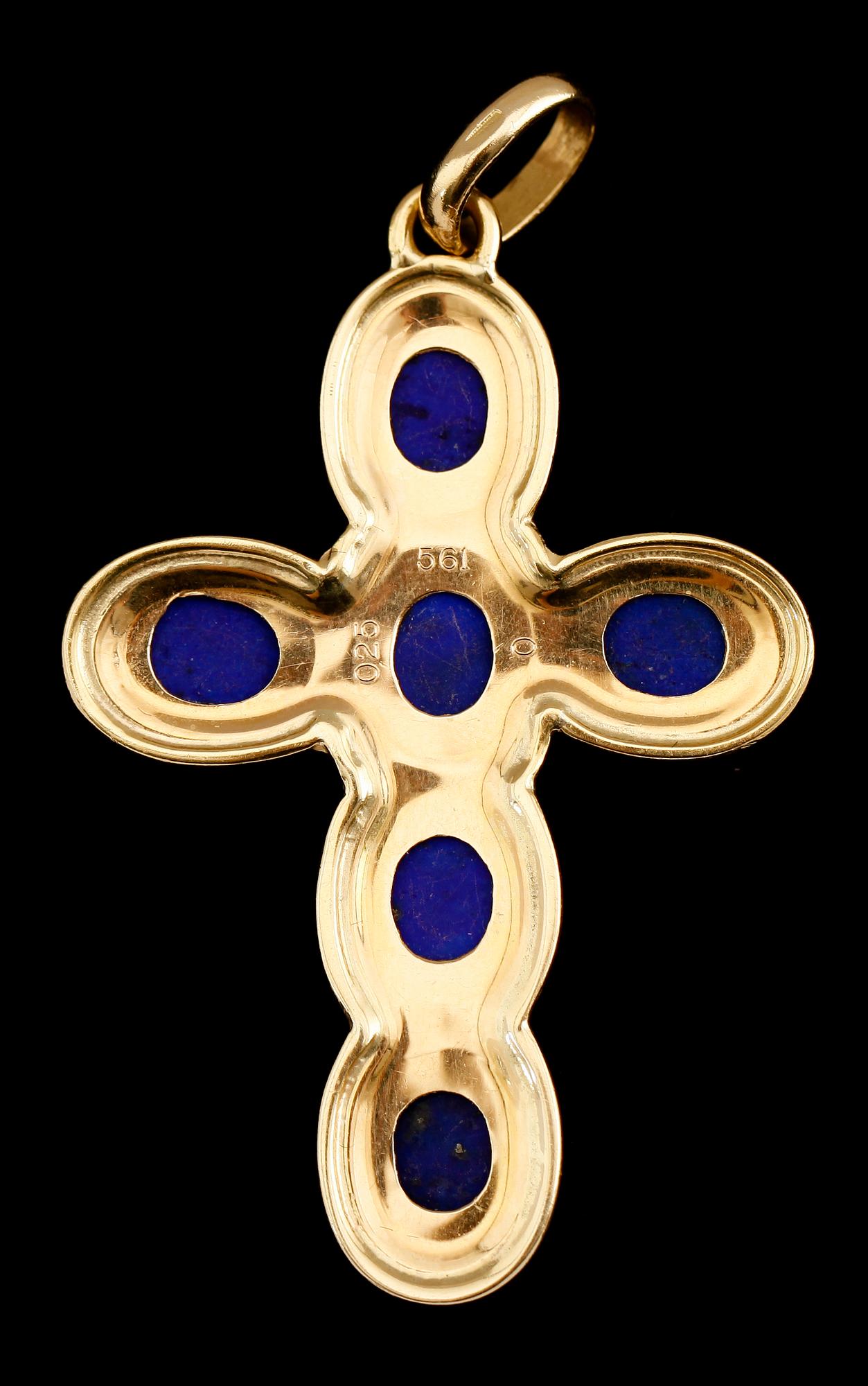 HÄNGE, 18 k guld, lapis lazuli. Total vikt ca 13 g.