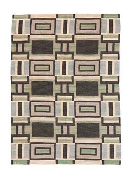 Judith Johansson, a unique carpet, "siluetter", flat weave, ca 238 x 168,5 cm, signed JJ.