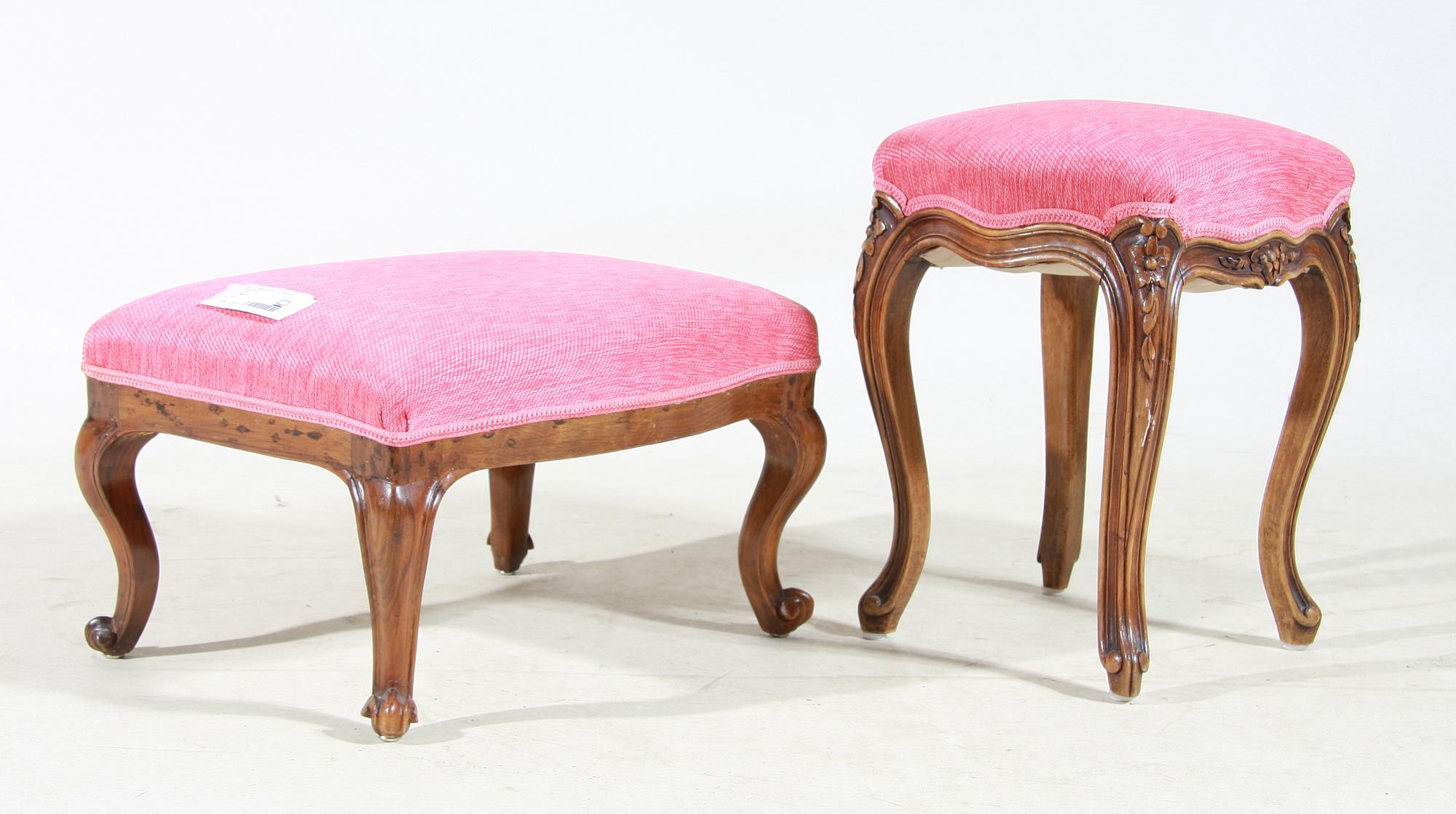 TABURETTER, 2 st, rokokostil, 1800/1900-tal.