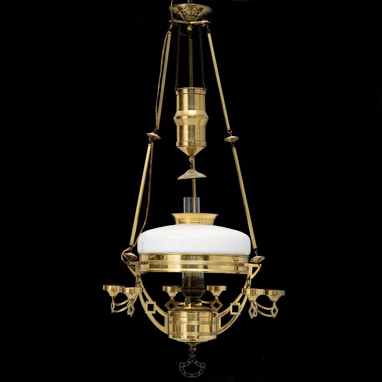 An Art Nouveau kerosene ceiling lamp, Sweden, beginning of the 20th century.