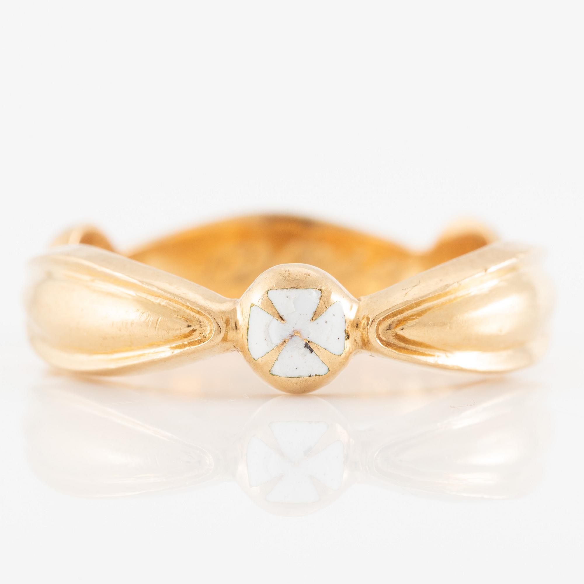 Ring, 18K gold with enamel, order ring.