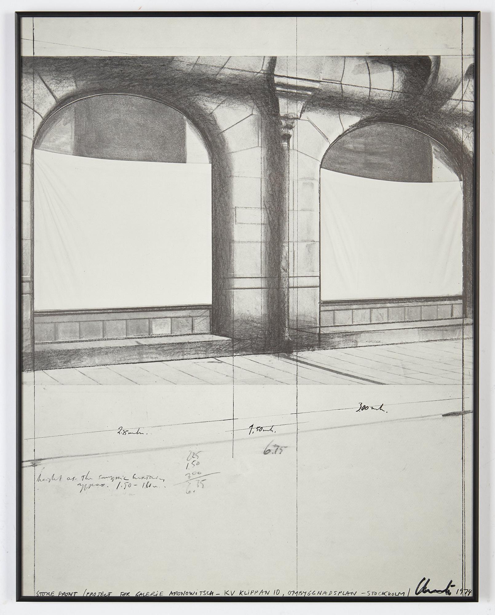 Christo & Jeanne-Claude, "Store Front (Project for Galerie Aronowitsch - Kv Klippan 10, ombyggnadsplan - Stockholm)".
