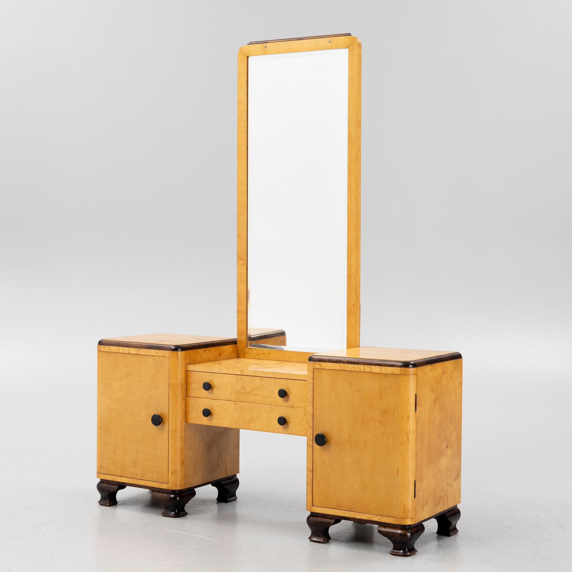 Sminkbord, pall och spegel, Art Deco,  1930-tal.
