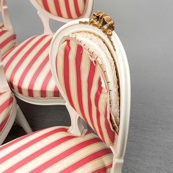 A set of 12 Swedish chairs, gustavian style, for NK (Nordiska Kompaniet), mid 20th century.