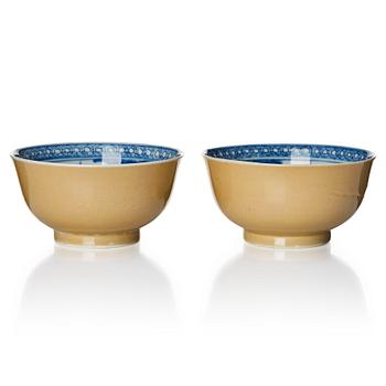 1326. A pair of blue and white bowls. Qing dynasty, 18th century.