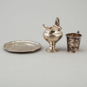 CREAMER, DISH, CUP, silver, 19th and 20th century.