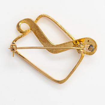 RIntaneula, 14K kultaa ja timantti n. 0.09 ct. Sirokoru, Turku. Merkitty 337.