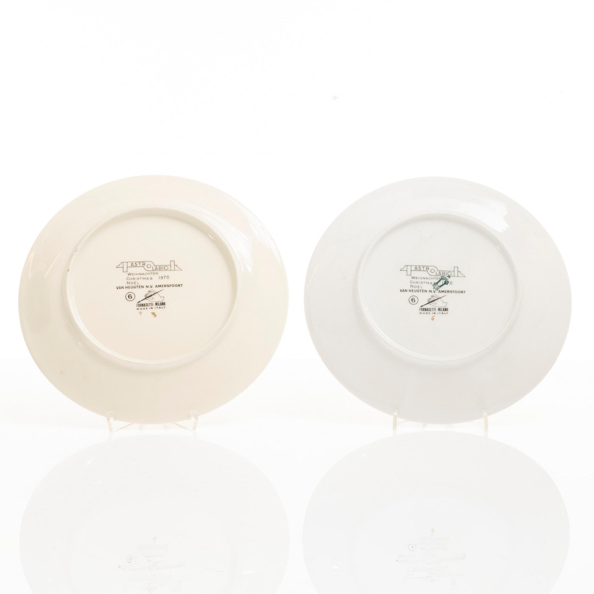 Piero Fornasetti, tallrikar, 5 st, "Astro Labio", Milano, Italien, 1970.