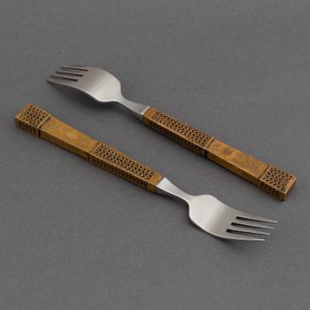 Pentti Sarpaneva, 24 pcs bronze and stainless steel flatware.