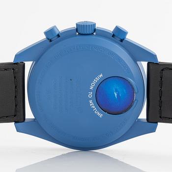 Swatch/Omega, MoonSwatch, Mission to Neptune, kronograf, armbandsur, 42 mm.