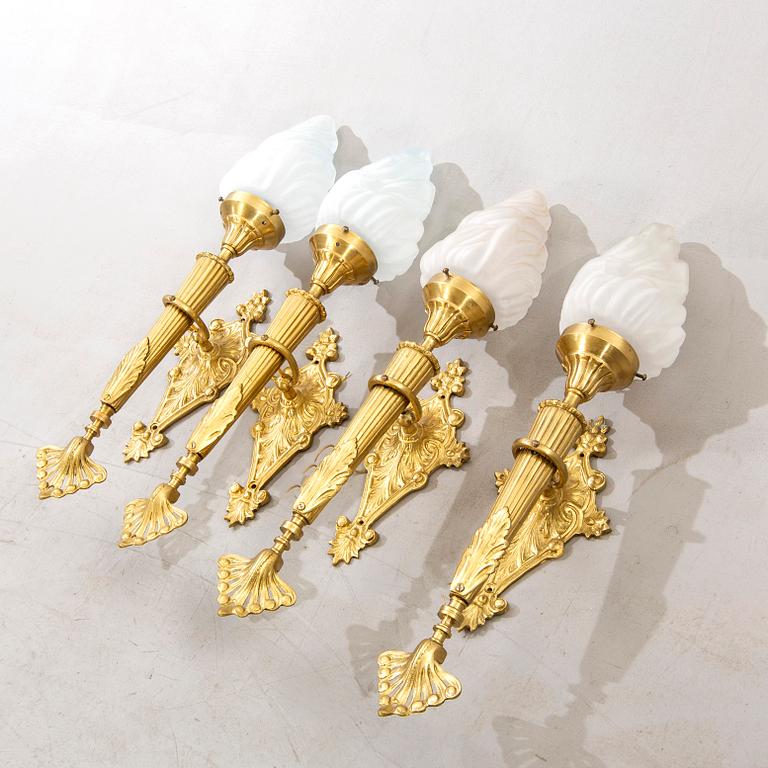 Wall sconces, 4 pcs, late 20th century.