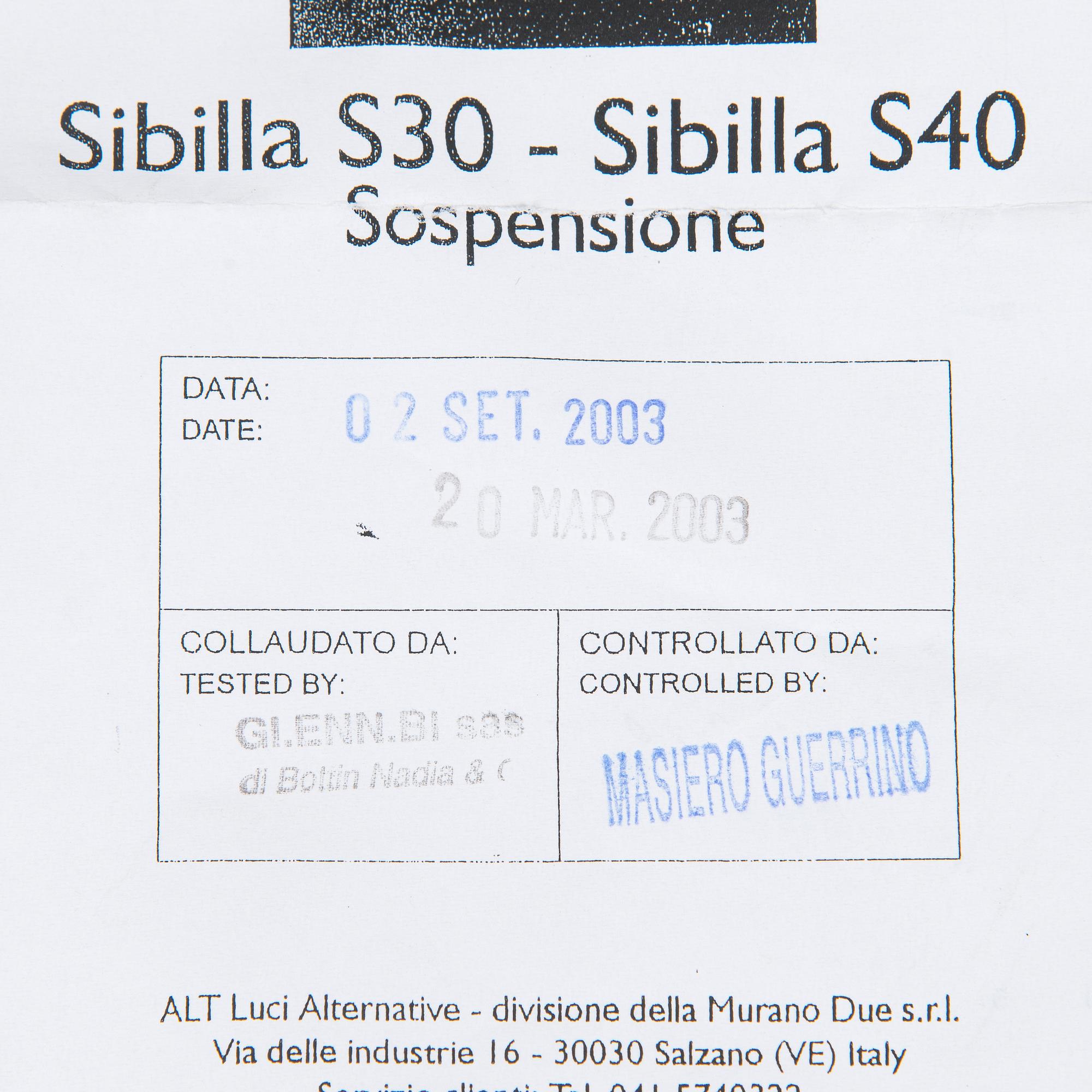 A "Sibilla" pendant light, ALT Luci Alternative, Murano, Italy 2000s.