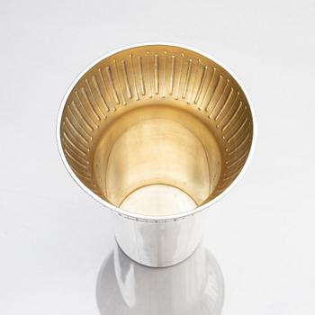 A silver vase, designed by Barbro Littmarck, W.A. Bolin, Stockholm 1958.
