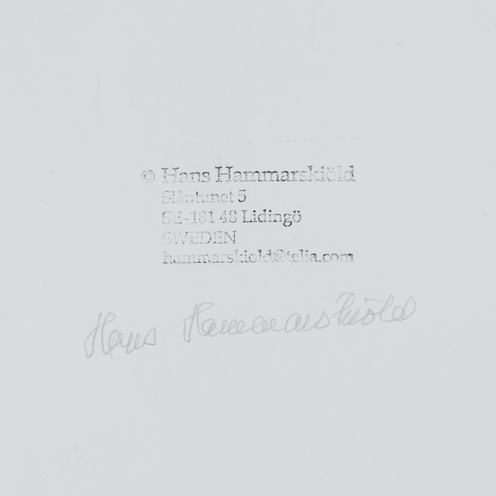 HANS HAMMARSKIÖLD, fotografi, signerad och med copyrightstämpel a tergo. Framtagen 2003.