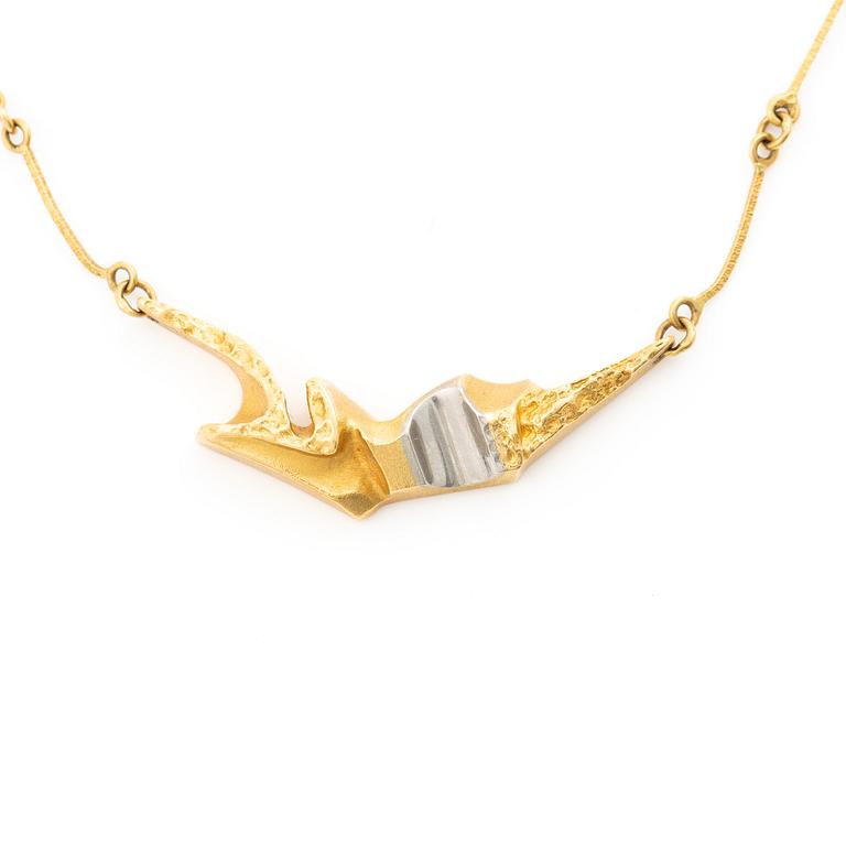 Björn Weckström, necklace, “Jonathan”, 18K gold, platinum, Lapponia. Finland, 1995.