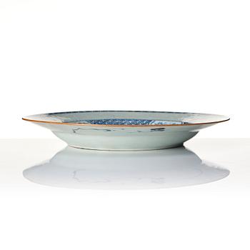 A blue and white dish, Qing dynasty, Yongzheng (1723-35).