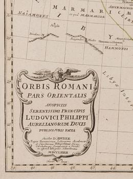 KARTA, Orbis Romani Pars Orientalis 1782, kopparstick, J.B.B. D'Anville.