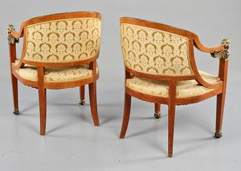 FÅTÖLJER, ett par, empire-stil, 1900-talets första del.