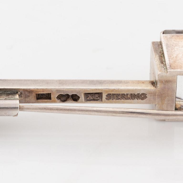 Wiwen Nilsson, sterling silver and rock crystal brooch.
