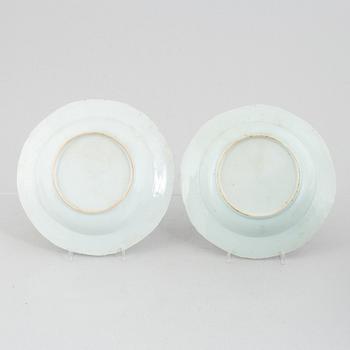 Tallrikar, 6 st, kompaniporslin, Kina, Qianlong (1736-95).