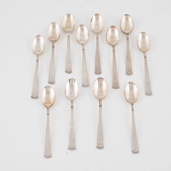 Jacob Ängman, coffee spoons, 12 pcs, silver, "Rosenholm", GAB, Stockholm, 1959-64.