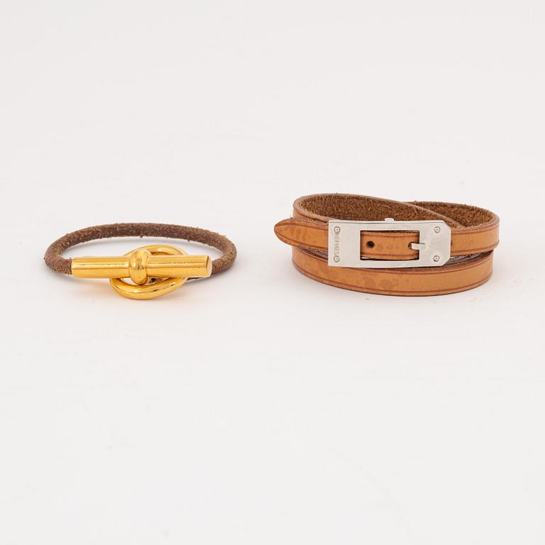 Hermès, two leather bracelets.