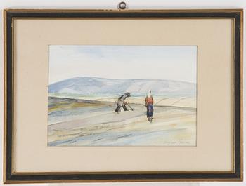 Sergius Pauser, watercolour, signed.