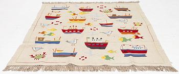 A hand-embroidered Kelim carpet, c. 225 x 170 cm.