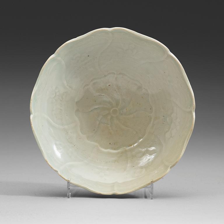 A Qingbai porcelain bowl, Yuan dynasty (1260-1368).