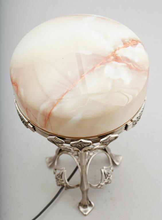 BORDSLAMPA, vitmetall, jugendstil, 1900-tal.
