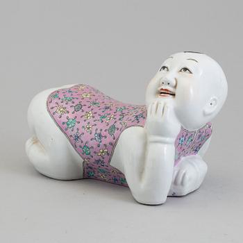 A Chinese 20th century famille rose porcelain pillow.