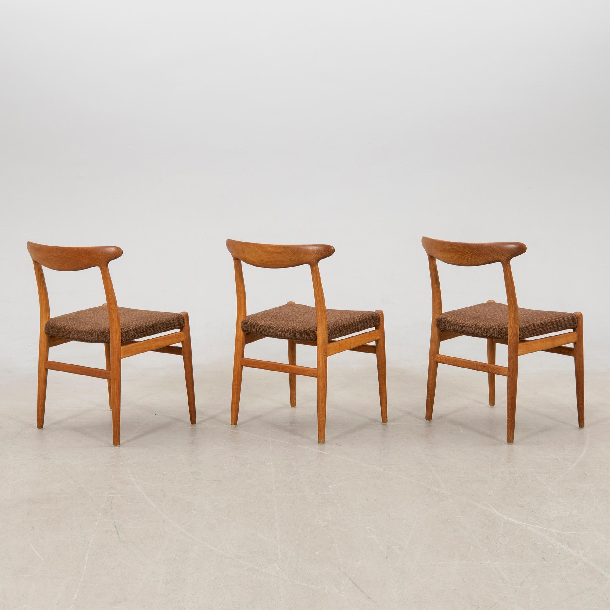 Hans J. Wegner, chairs 6 pcs "W2" CM Madsen Denmark 1960s.