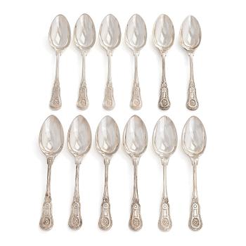 Josef Carl Klinkosch, a set of 12 silver dessert spoons, Vienna, Austria 1872-1922.