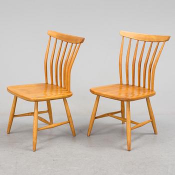 a pair of birch and beech chairs, Åkerblom, second half of the 20th century.
