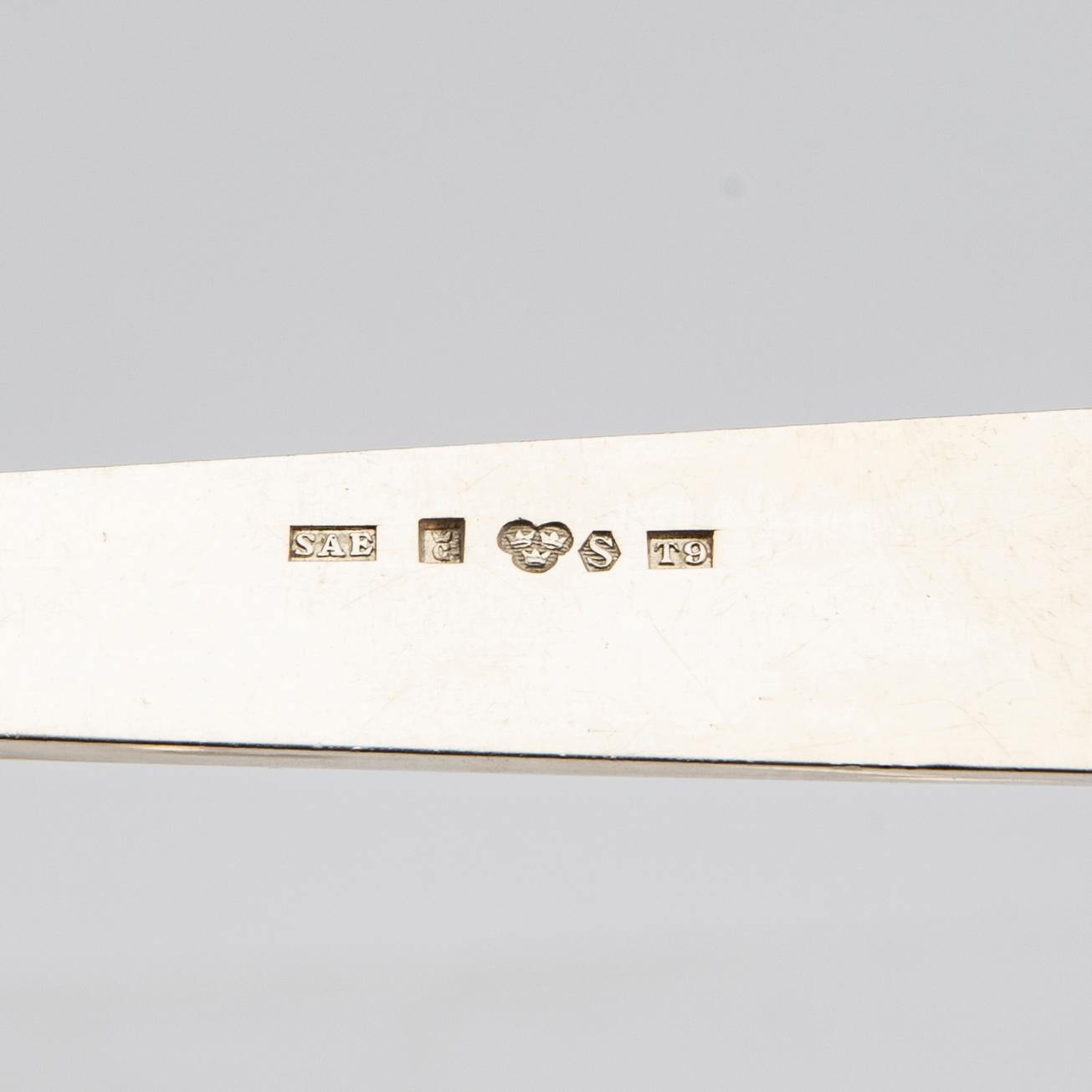 A Swedish 20th century set of 12 silver cake forks mark of Anders Ericson Kristianstad 1969 weight 390 grams.