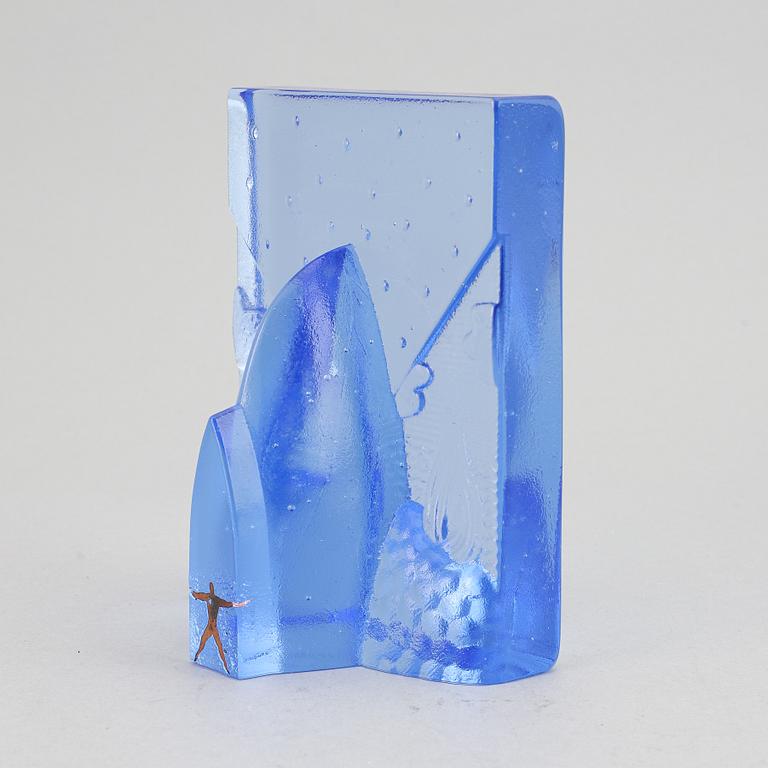 A glass sculpture by Bertil Vallien for Kosta Boda, signed.