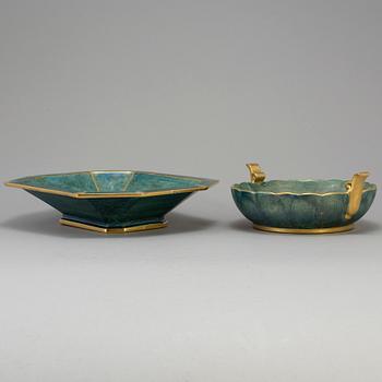 JOSEF EKBERG, 2 skålar, Gustavsberg, flintgods. 1920-/30-tal.