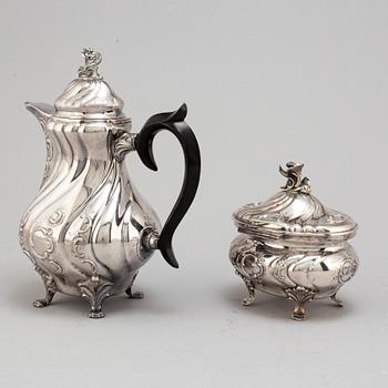 CG HALLBERG and GAB, two silver coffee service parts, Stockholm, 1961-62.