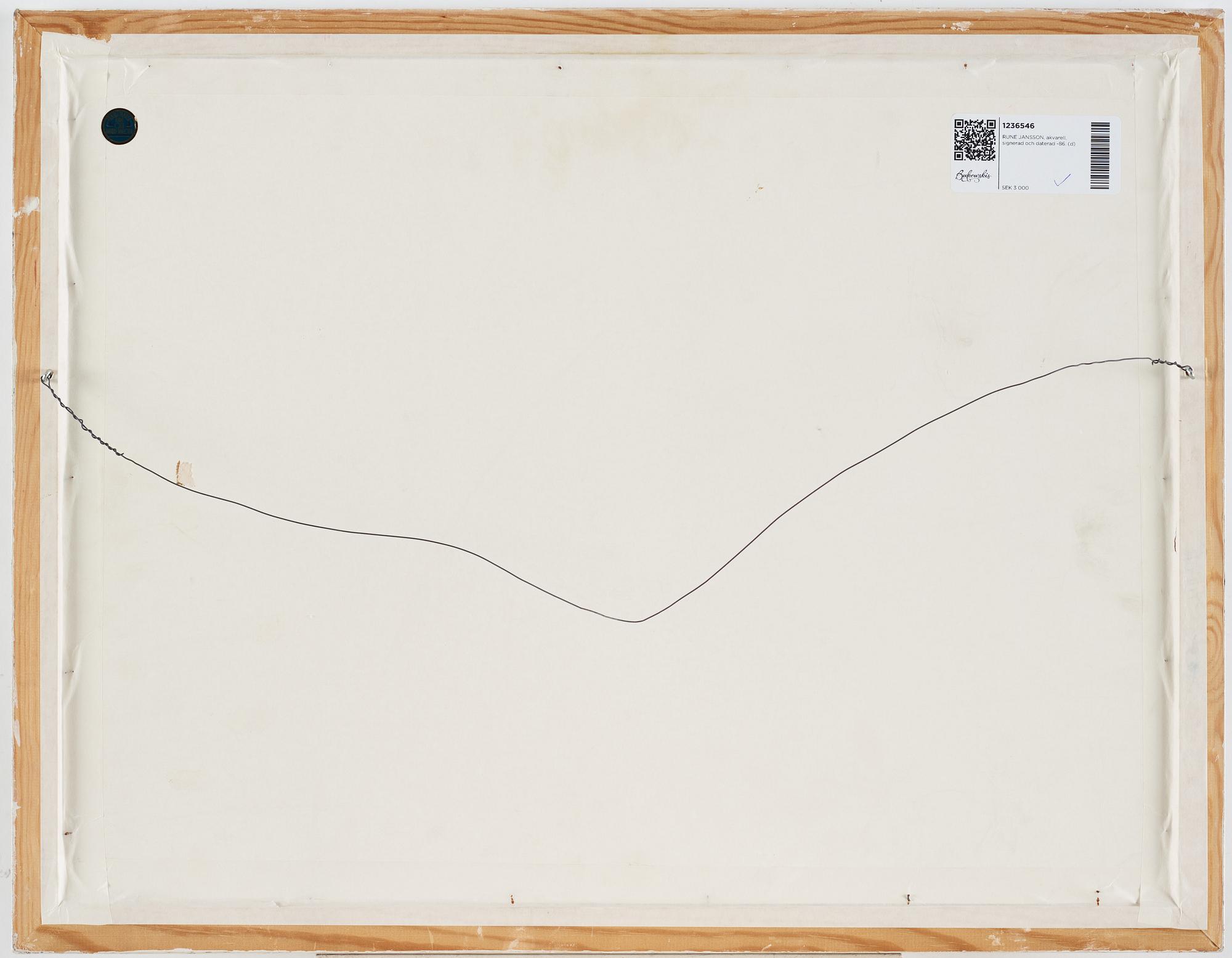 RUNE JANSSON, watercolor, signed and dated -86.