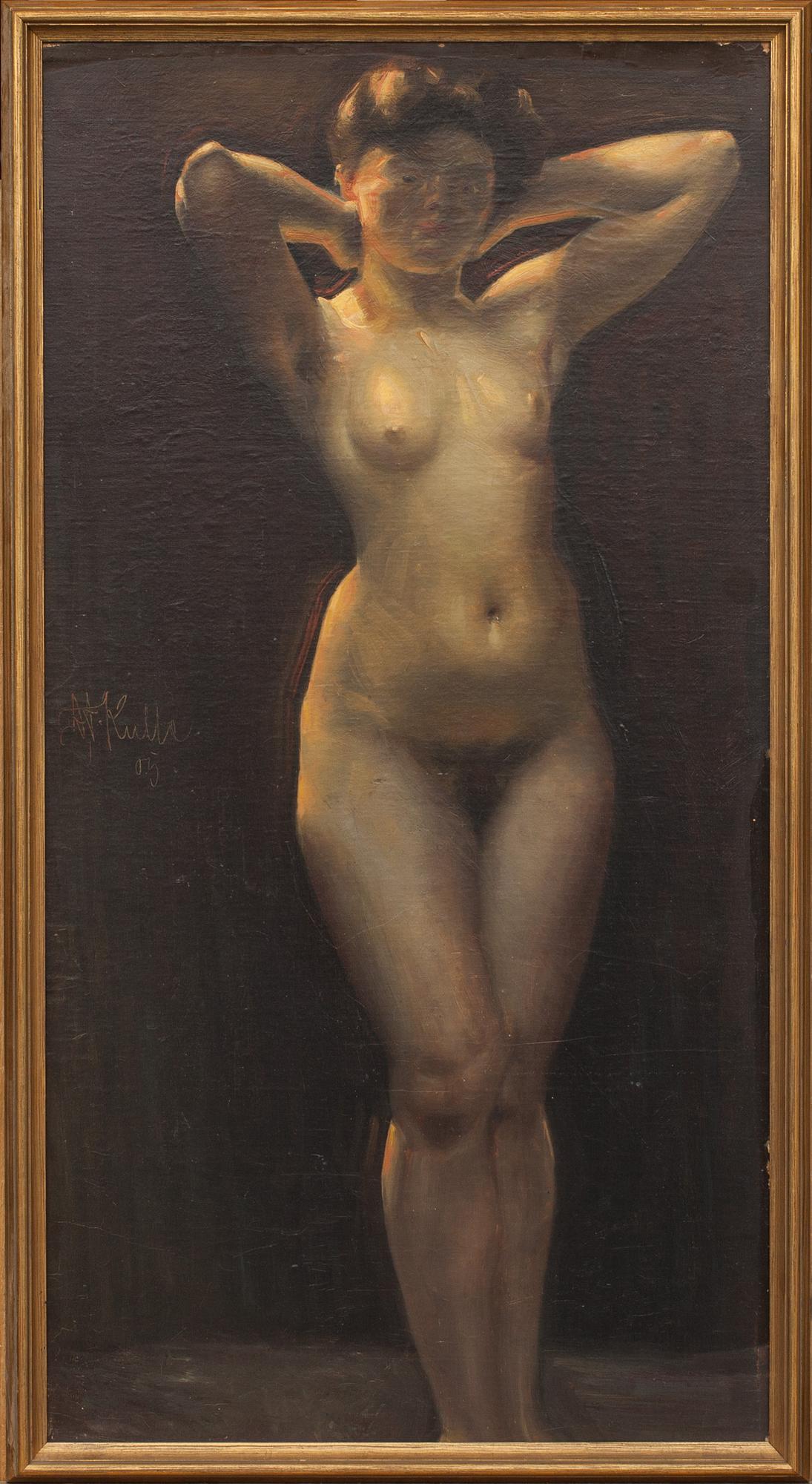 AXEL THEODOR KULLE, olja på pannå, signerad.