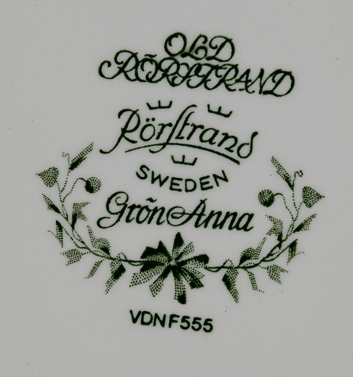 SERVISDELAR, 90 delar, flintgods, "Gröna Anna", Rörstrand.