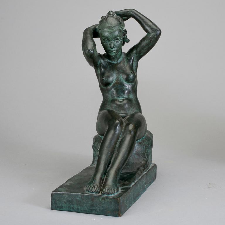 CARIN NILSON, sannolikt, skulptur, brons, otydligt signerad, gjutarstämplar Herman Bergman Fud, 1910-20-tal.
