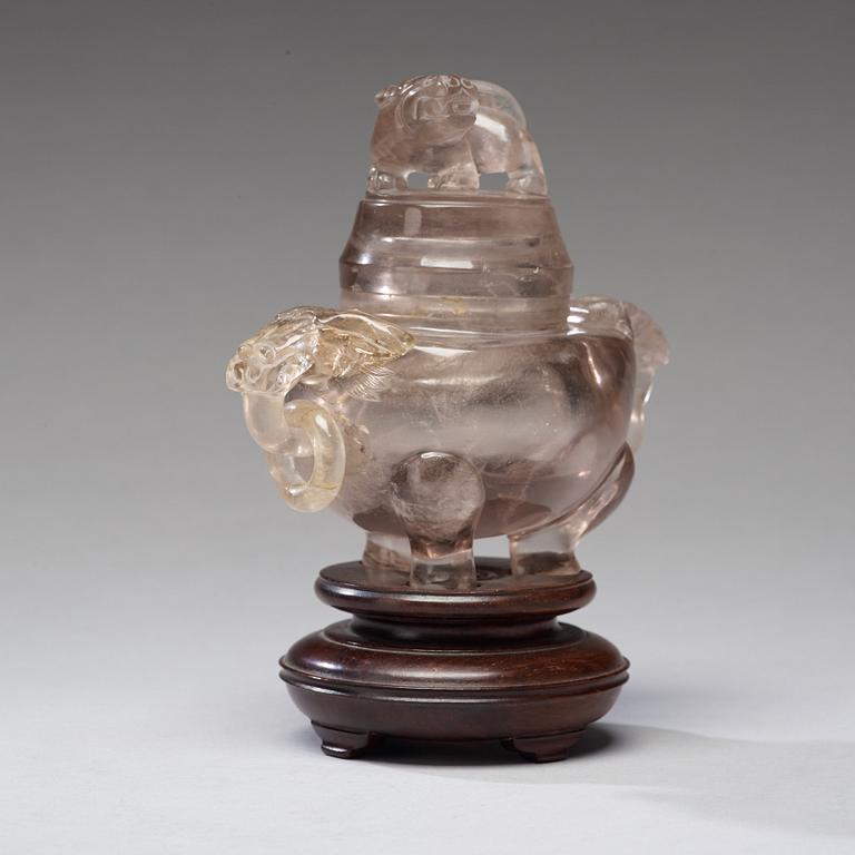 A rock chrystal censer with cover, Qing dynasty (1644-1912).