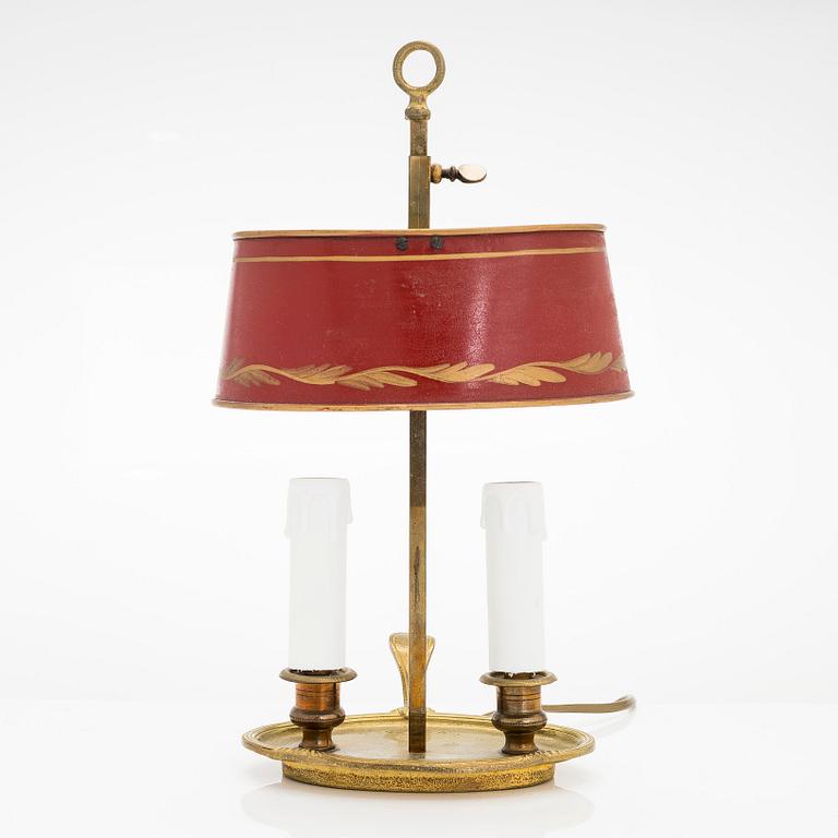 A "Lampe à Bouillotte" reading lamp, for two candles, first half of the 20th century.