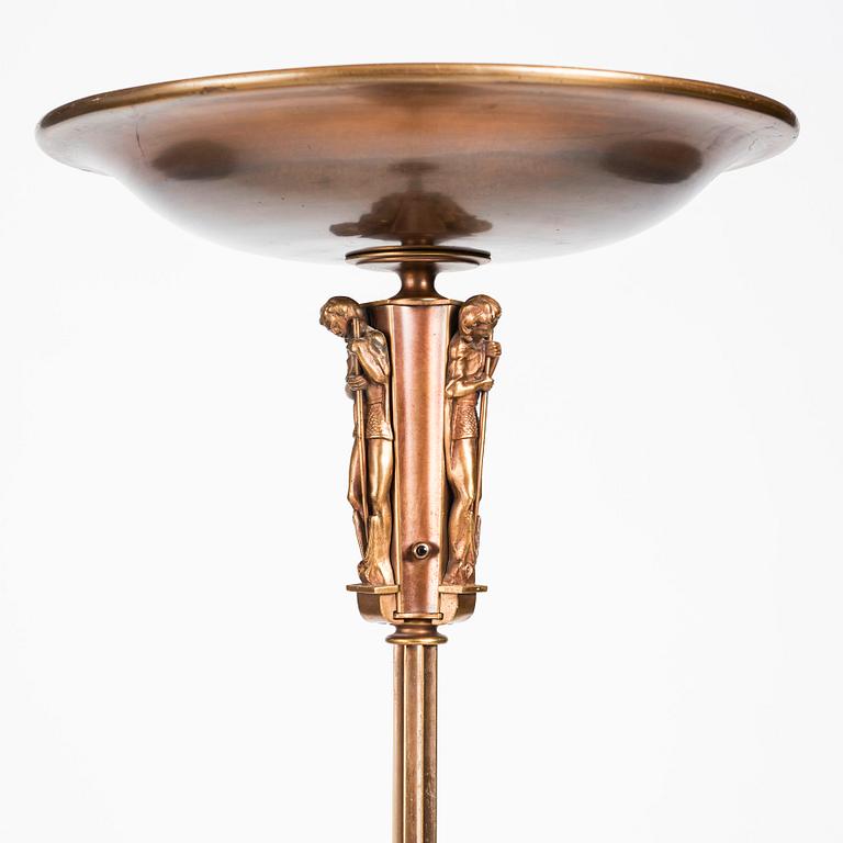 Atelier Torndahl, attributed to, a Swedish Grace brass uplight, 1930-1940s.