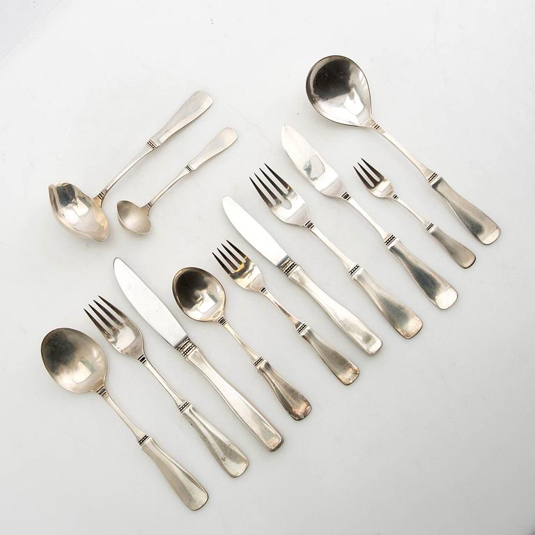 Eric Löfman, cutlery service, 123 dlr, silver, model "Uppsala", MGAB Lidköping 1960s.